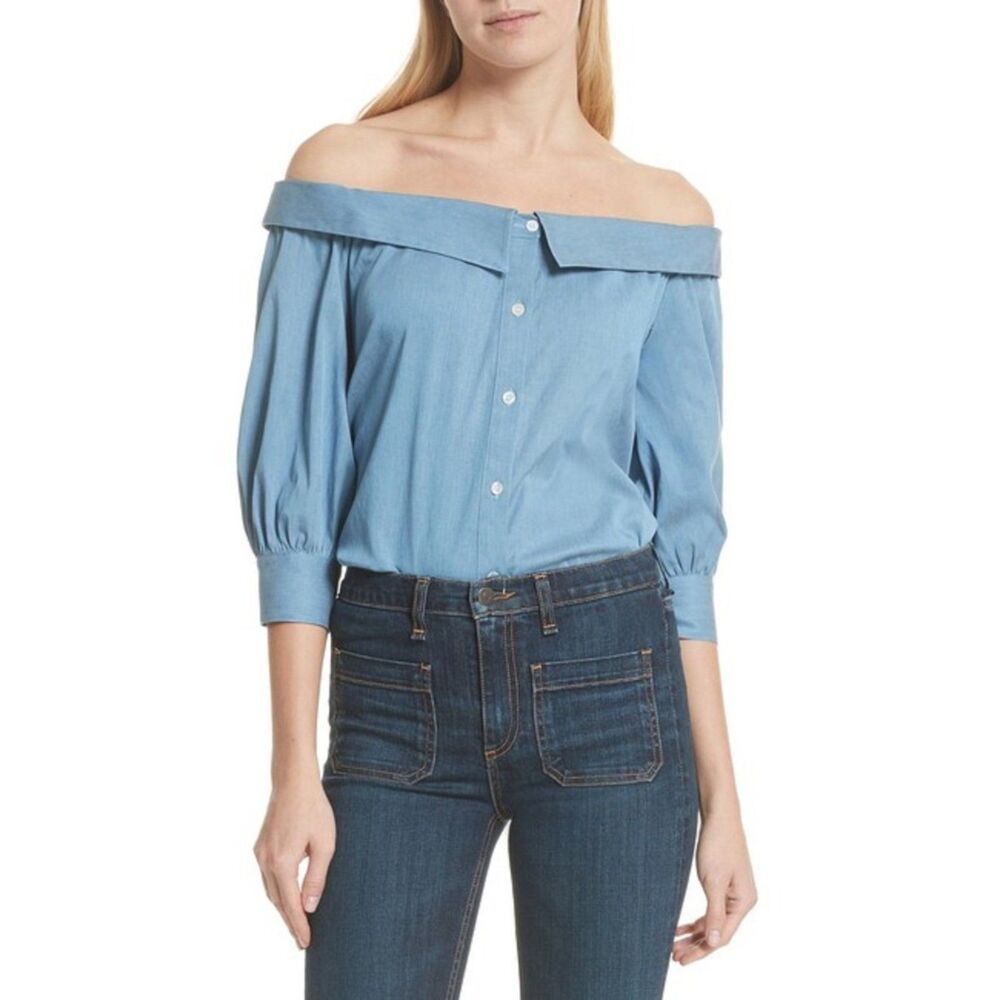 Veronica Beard Blue Chambray Britta Shirt Blouse Top  Women's Size 6